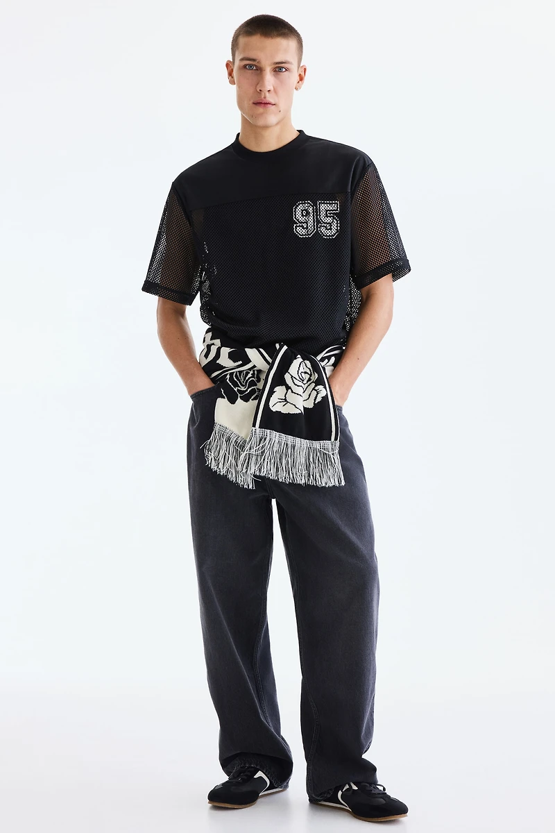 Loose-Fit Printed Mesh T-Shirt