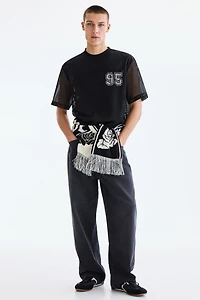 Loose-Fit Printed Mesh T-Shirt