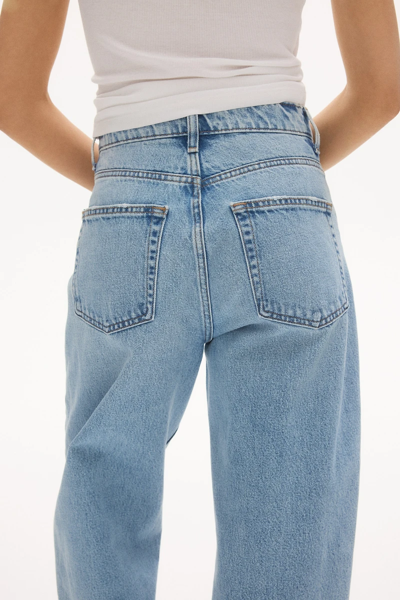 High-Waist Barrel-Leg Ankle Jeans
