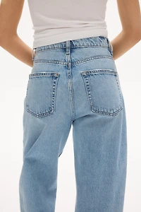 High-Waist Barrel-Leg Ankle Jeans