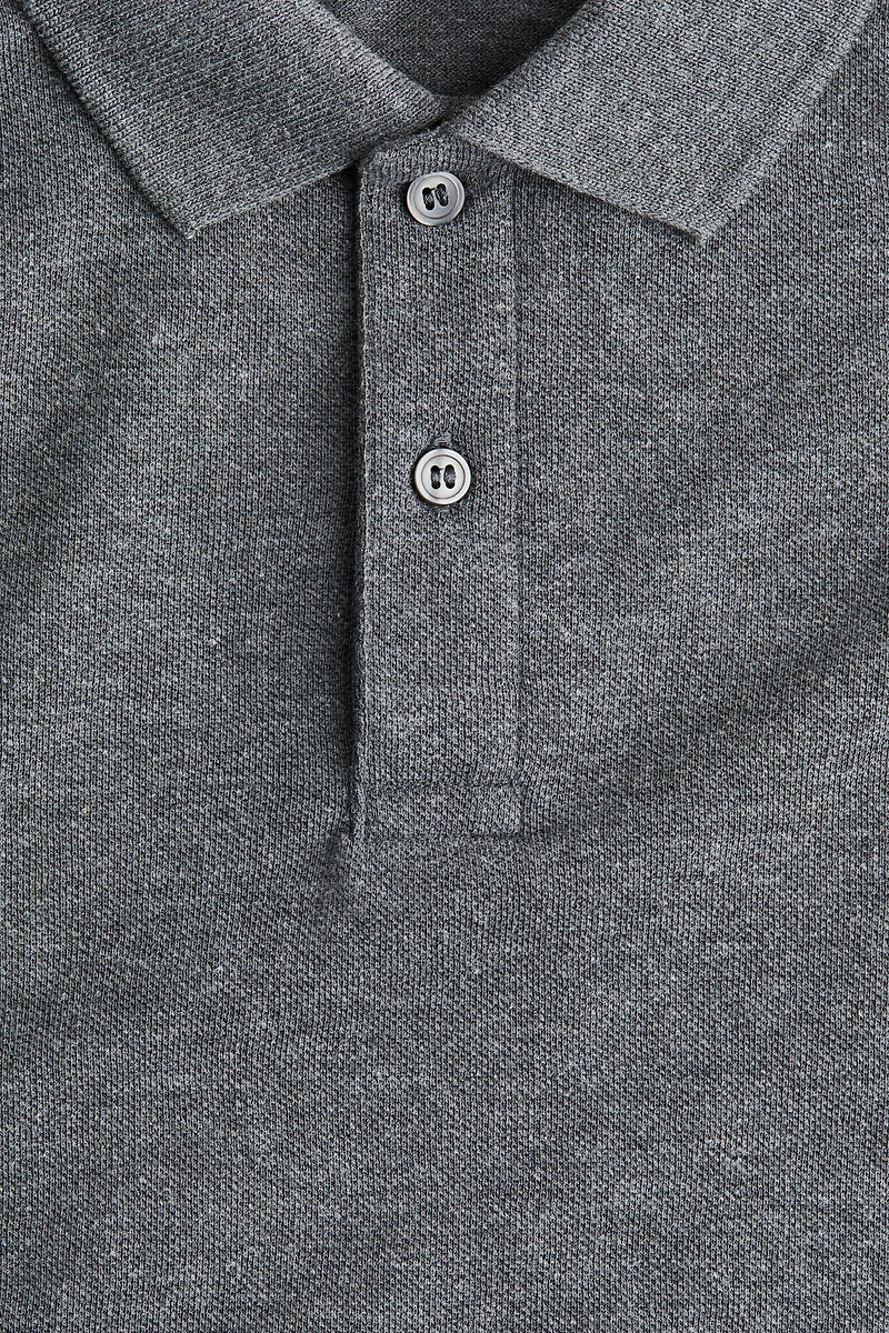 Long-Sleeved Cotton Polo Shirt