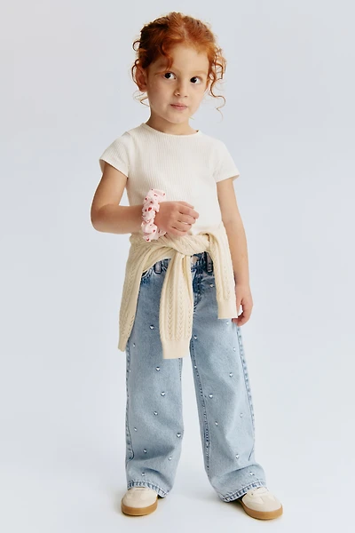 Wide-Leg Jeans with Motif