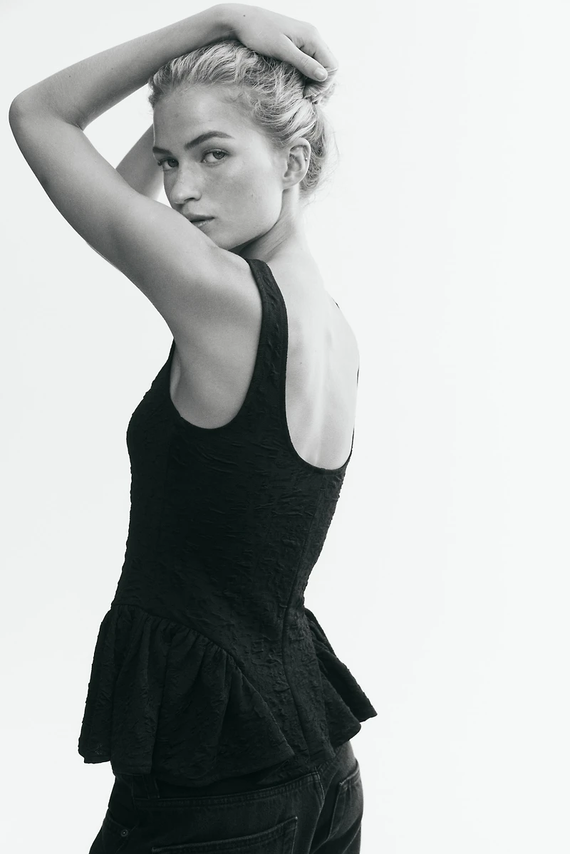 Textured Peplum Top