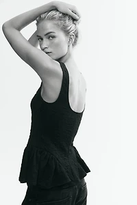 Textured Peplum Top