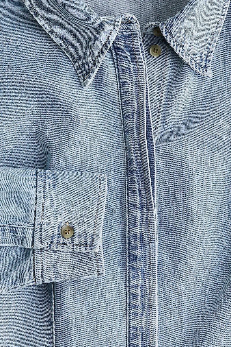 Tapered-Waist Denim Shirt