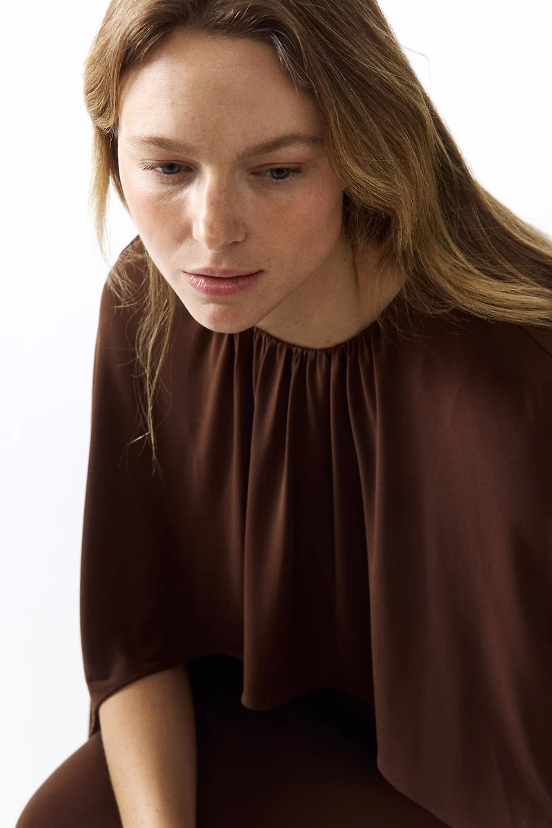 MAMA Draped Cape-Detail Dress