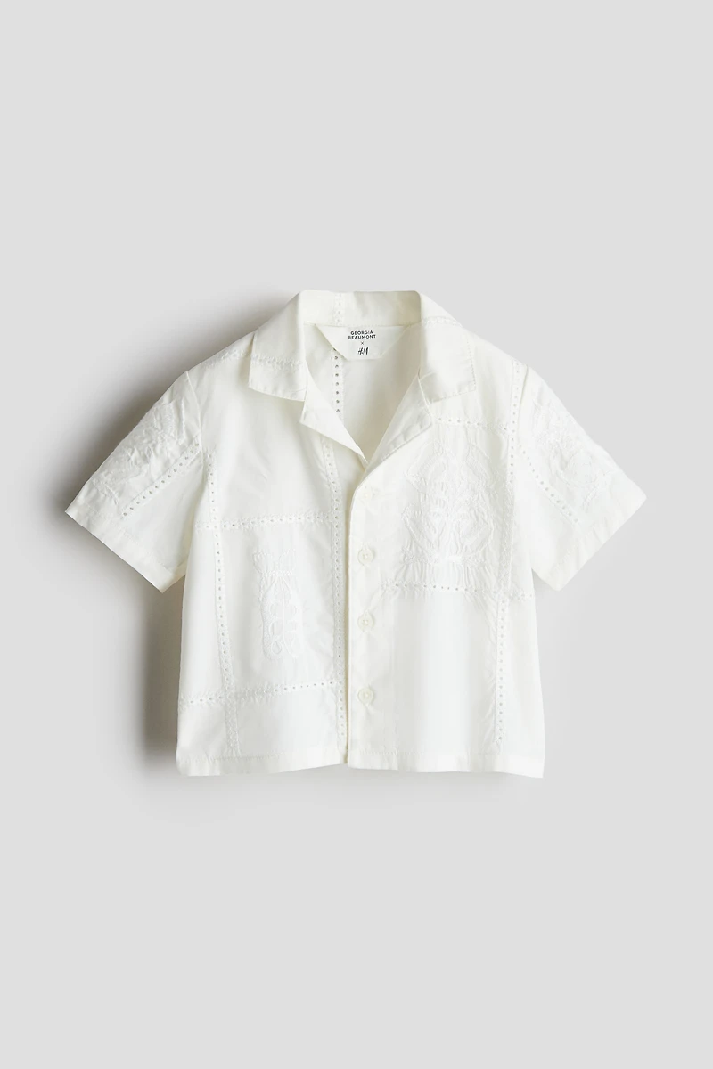 Embroidery-Detail Cotton Shirt