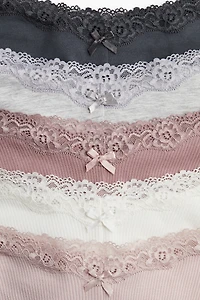 5-pack Cotton and Lace Hipster Briefs