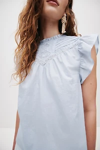 Haut en coton à plis nervurés