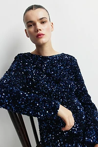 MAMA Sequined Dress with Low-Cut Back