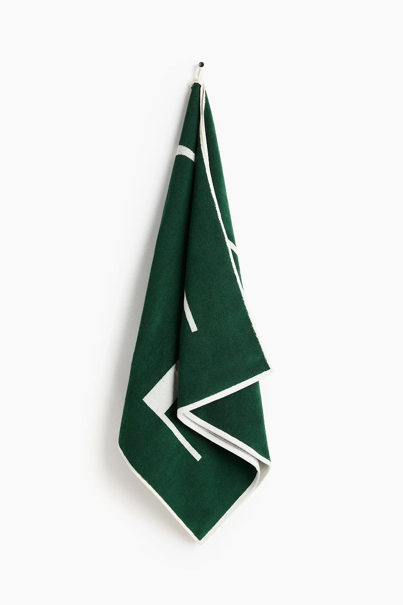 Cotton Beach Towel with Text Motif