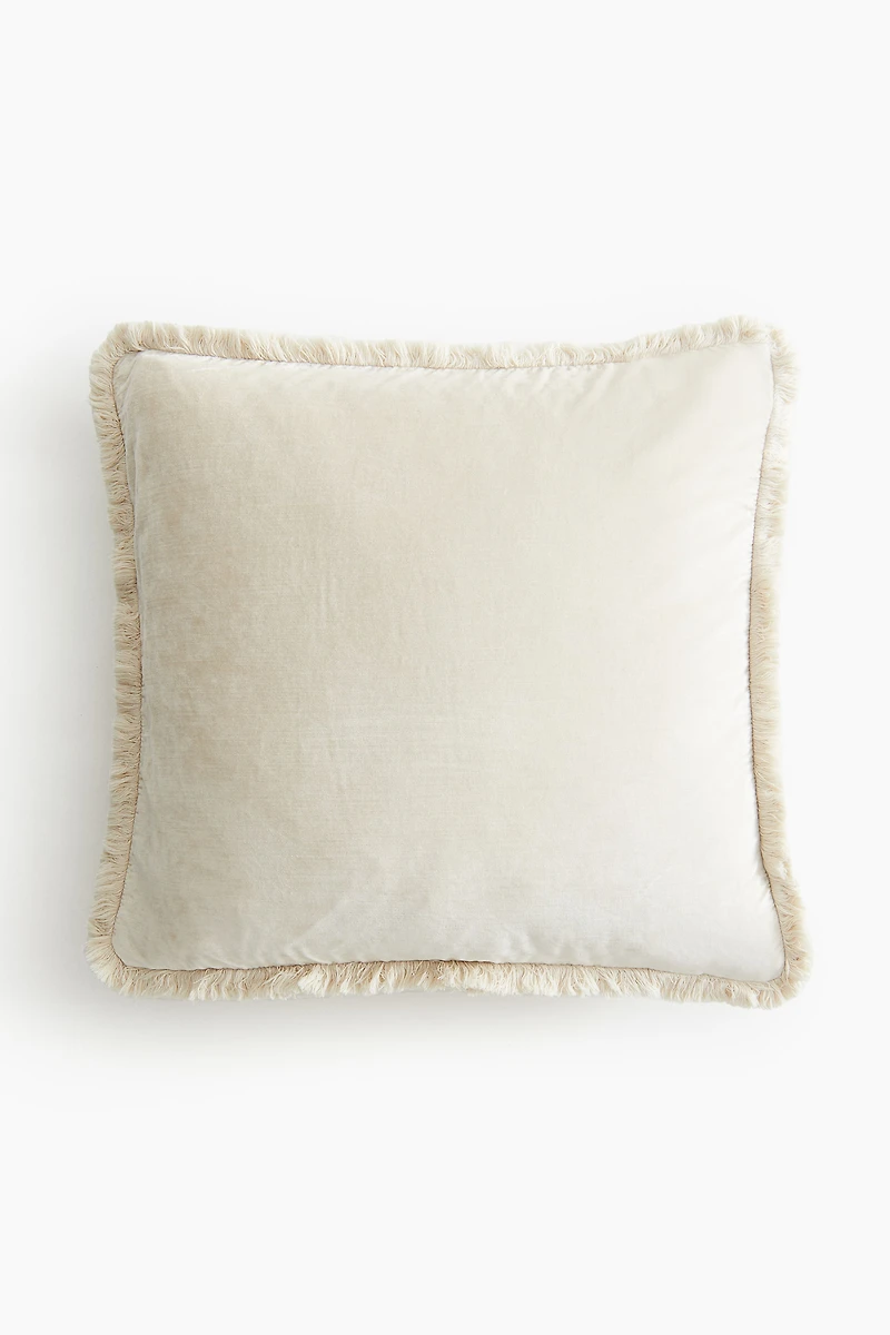 Velvet Cushion Cover with Fringe