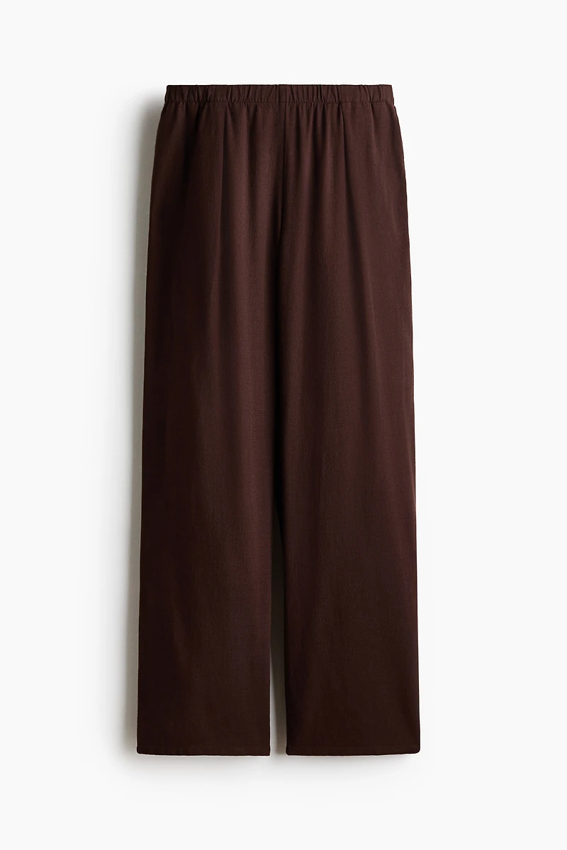 Wide-Leg Linen-Blend Pants