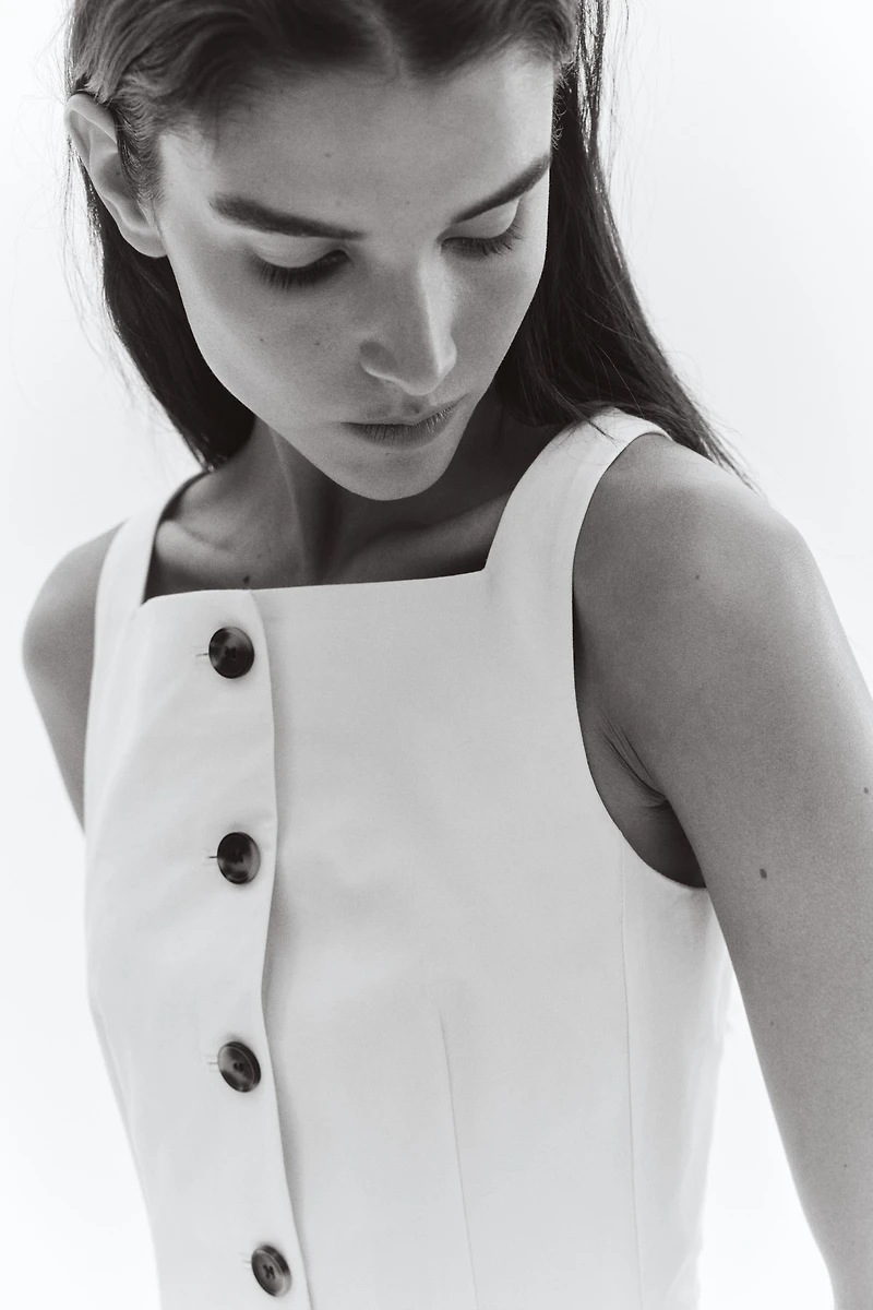 Long Button-Front Dress