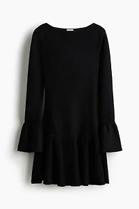 Flounced Rib-Knit Dress