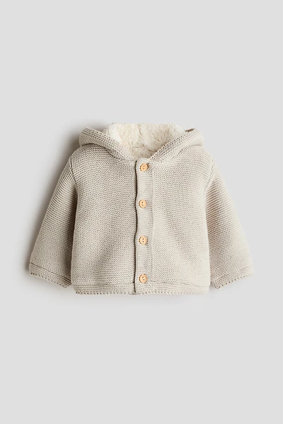 Teddy-Fleece-Lined Hooded Cardigan