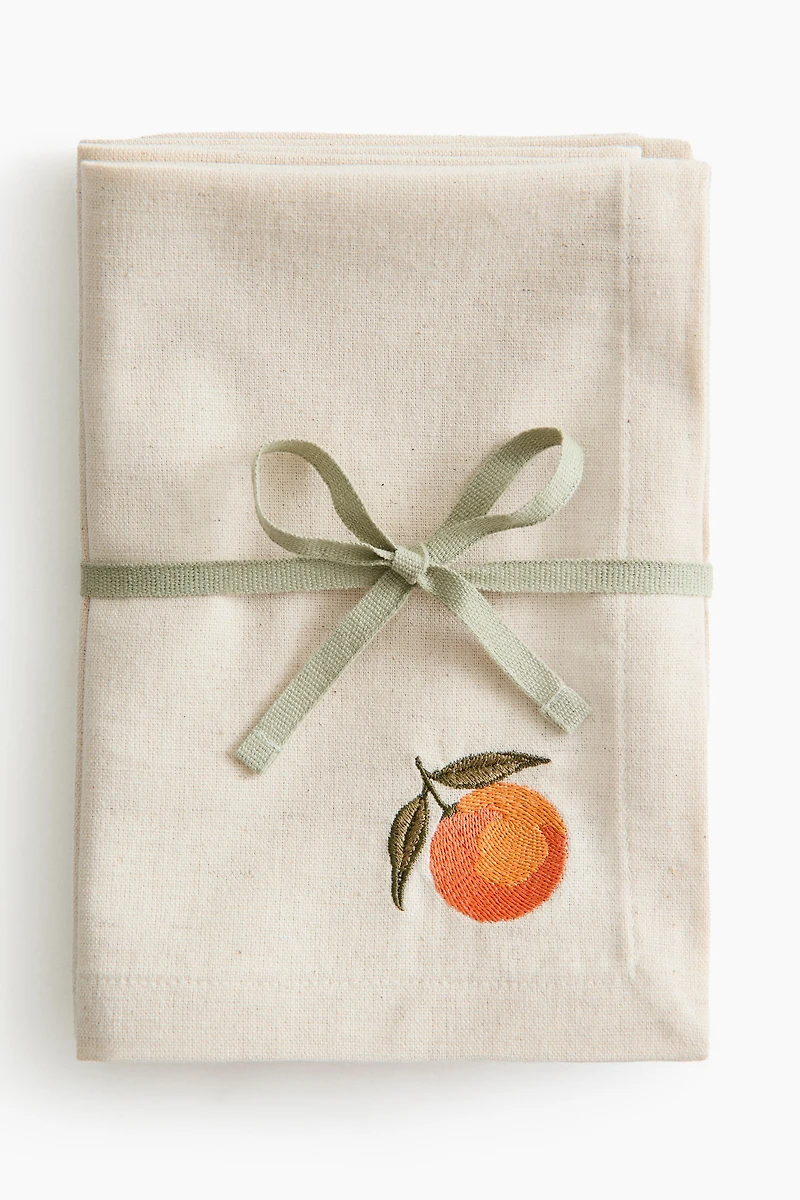 4-Pack Embroidered-Detail Linen-blend Napkins