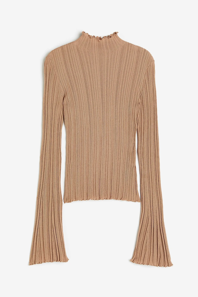 Rib-knit Mock Turtleneck Top