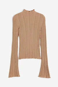Rib-knit Mock Turtleneck Top