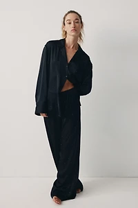 Embellished Satin Pajama Pants
