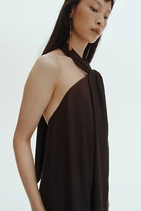 Twist-Detail Halterneck Dress