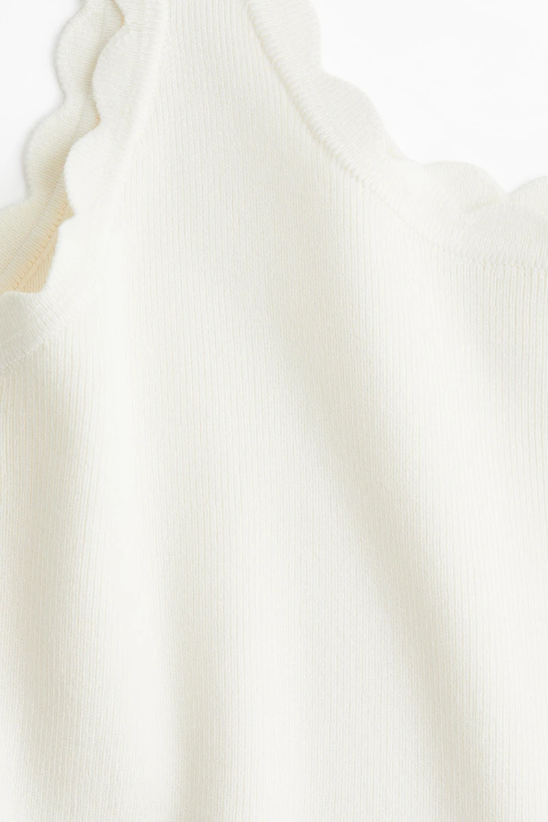 Scalloped-Edge Fine-Knit Tank Top