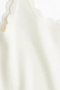 Scalloped-Edge Fine-Knit Tank Top