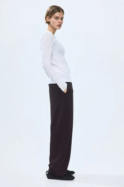 Viscose-Blend Barrel-Leg Pants