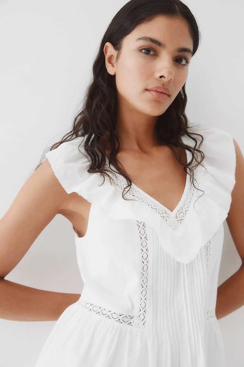 Ruffle-Trimmed Cotton Dress