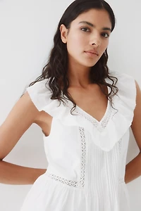 Ruffle-Trimmed Cotton Dress