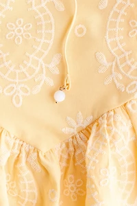 Embroidered Dress with Flared Skirt
