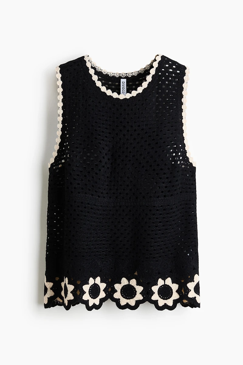 Crochet-Look Open-Knit Top