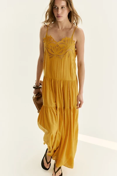 Embroidered Tiered Dress