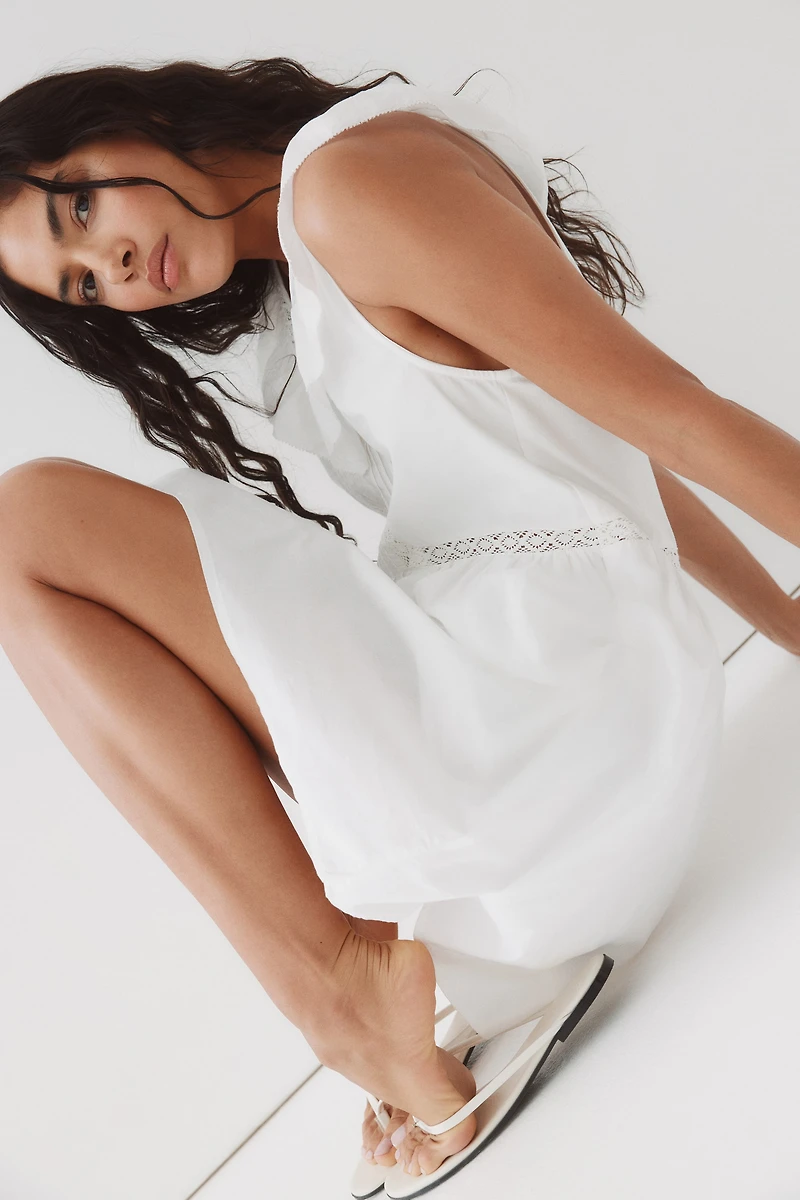 Ruffle-Trimmed Cotton Dress