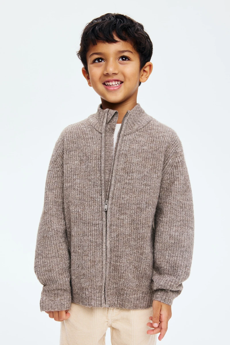 Chandail à fermeture éclair en tricot côtelé