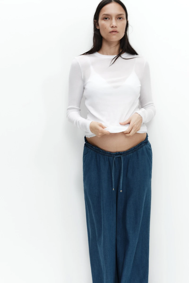 MAMA Wide-Leg Paper-Bag Pants