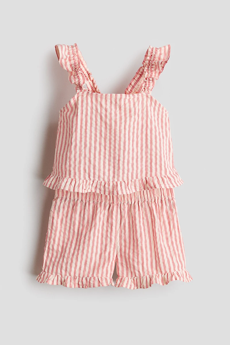 2-Piece Ruffle-Trimmed Cotton Set