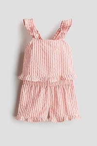 2-Piece Ruffle-Trimmed Cotton Set