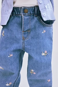 Embroidered-Detail Jeans