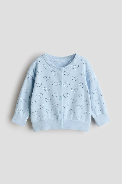 Pattern-knit Cotton Cardigan