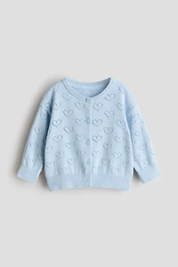 Pattern-knit Cotton Cardigan