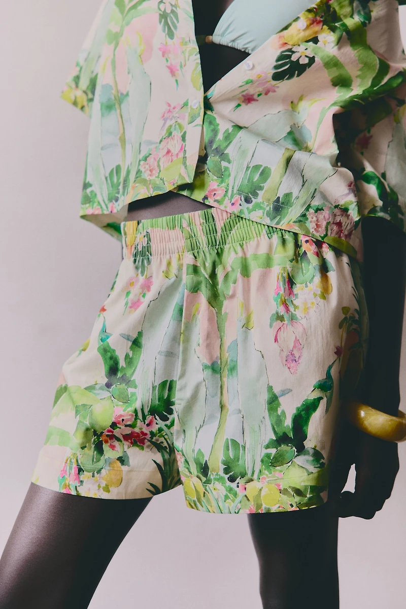 Patterned Cotton Shorts