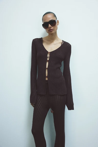 Bead-Detail Crochet-Look Top
