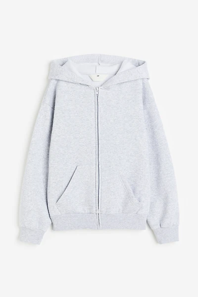 Veste grande taille à glissière avec capuchon