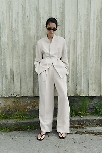 Linen-Blend Dress Pants