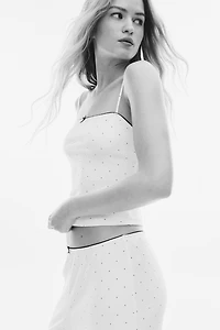 Pyjama côtelé à bord picots