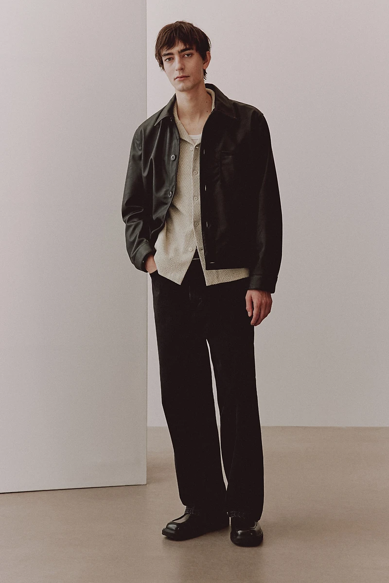Regular Fit Herringbone-Weave Resort Shirt
