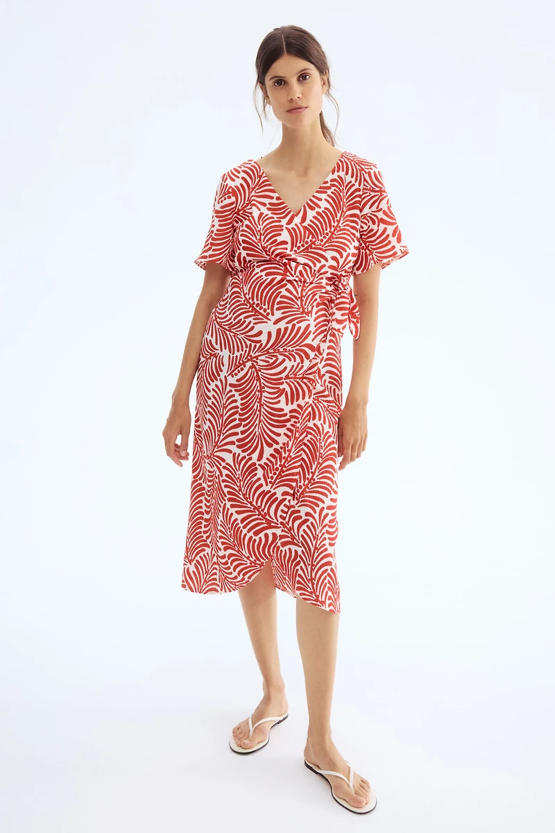 MAMA Crinkled Wrap Dress