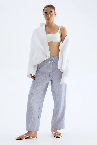 Linen-Blend Drawstring Pants