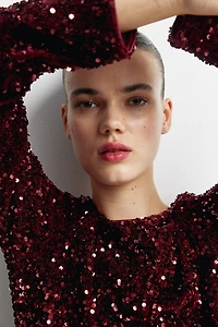 MAMA Sequined Dress with Low-Cut Back